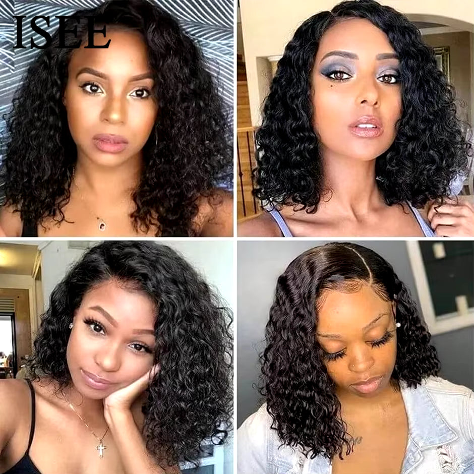 Water Wave Bob Human Hair Wigs Brazilian Water Wave Bob Wigs HAIR 4X4 Lace Closure Wigs Short Bob Lace Front Wigs for Women