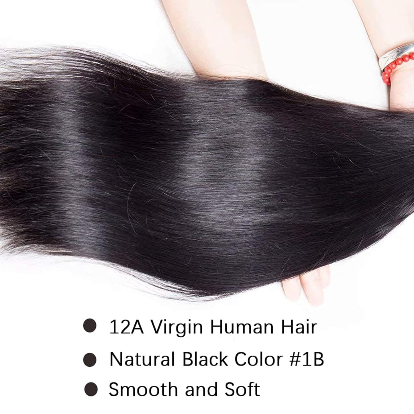 Premium 28-Inch Straight Human Hair Bundles - 100% Unprocessed Brazilian Hair Extensions, Silky Straight, 12A Quality