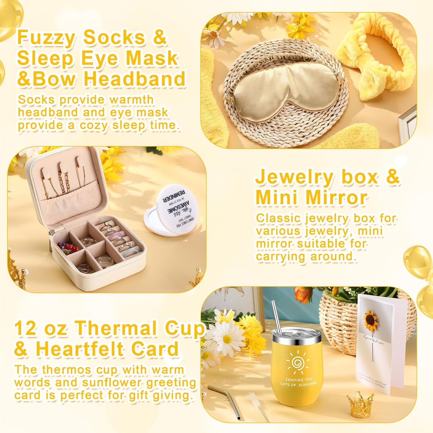 13-Piece Spa Gift Basket for Women - Ideal Birthday and Mother's Day Present with Mirrors, Socks, Steamers, Jewelry Case, and Bath Robe for Moms, Nurses, Girlfriends, and Wives