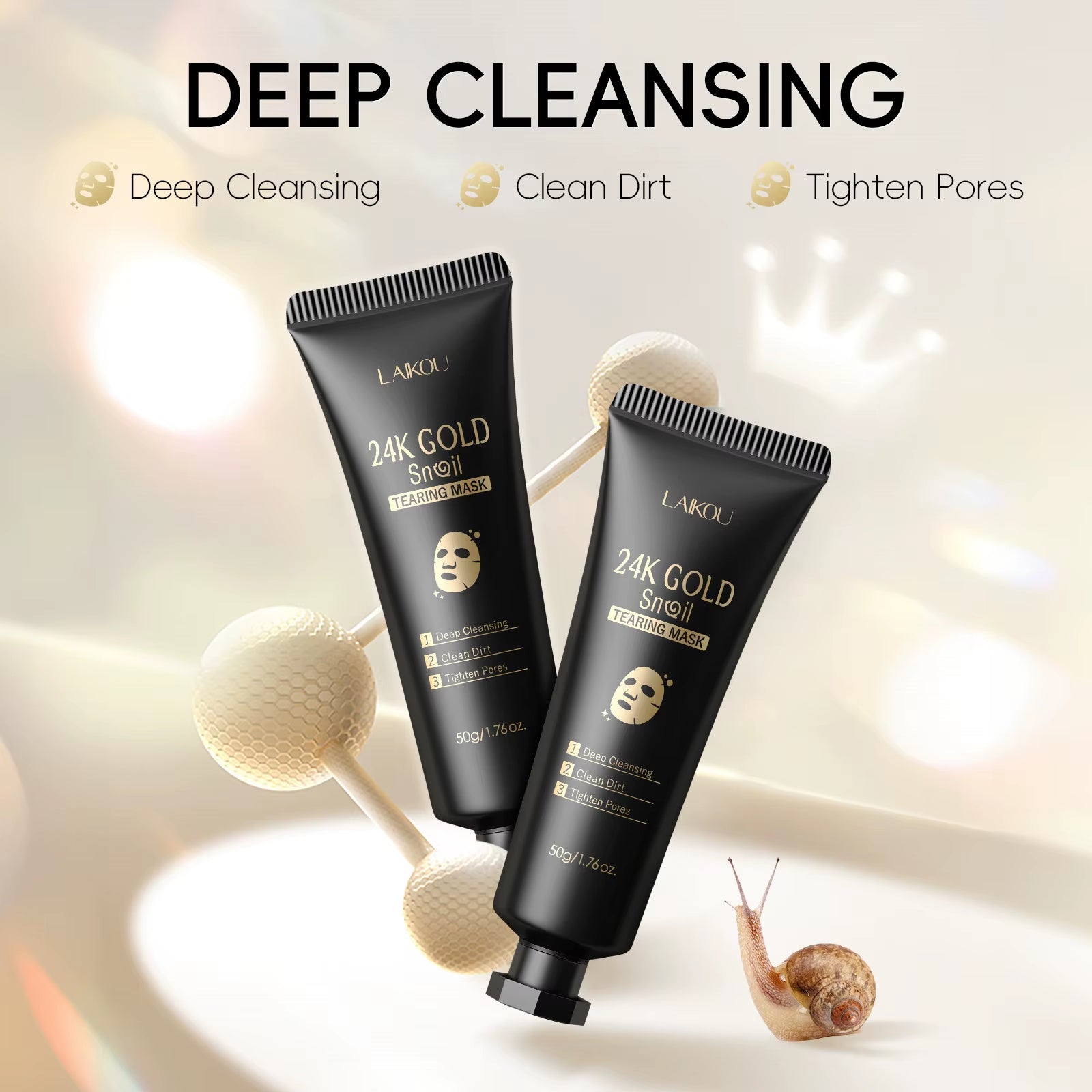 24K Gold Snail Collagen Peel off Tearing Face Mask Deep Cleansing Remove Blackhead Face Care 50G