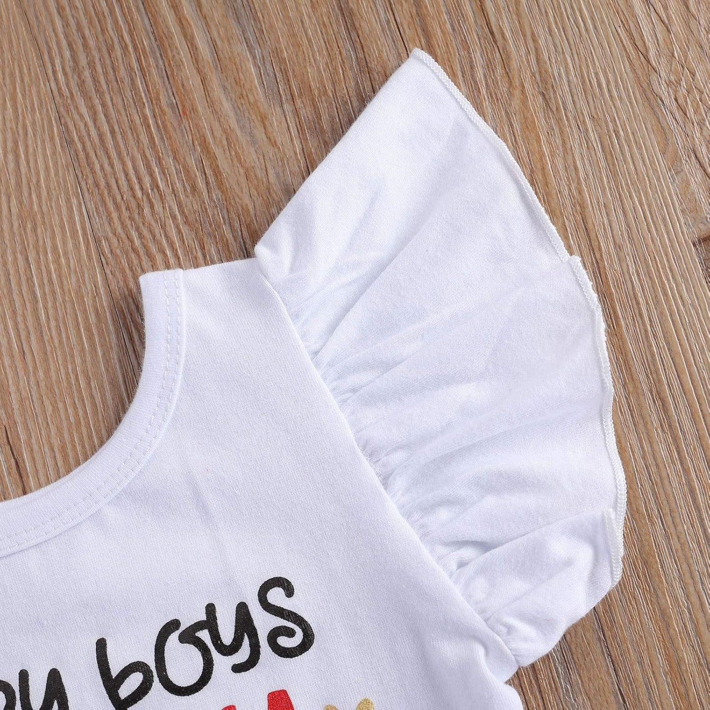 Baby Girl's First Valentine's Day Outfit Set - Ruffle Romper, Tutu Skirt, Leg Warmers, and Headband (4 Pieces, 6-12 Months, White and Red)