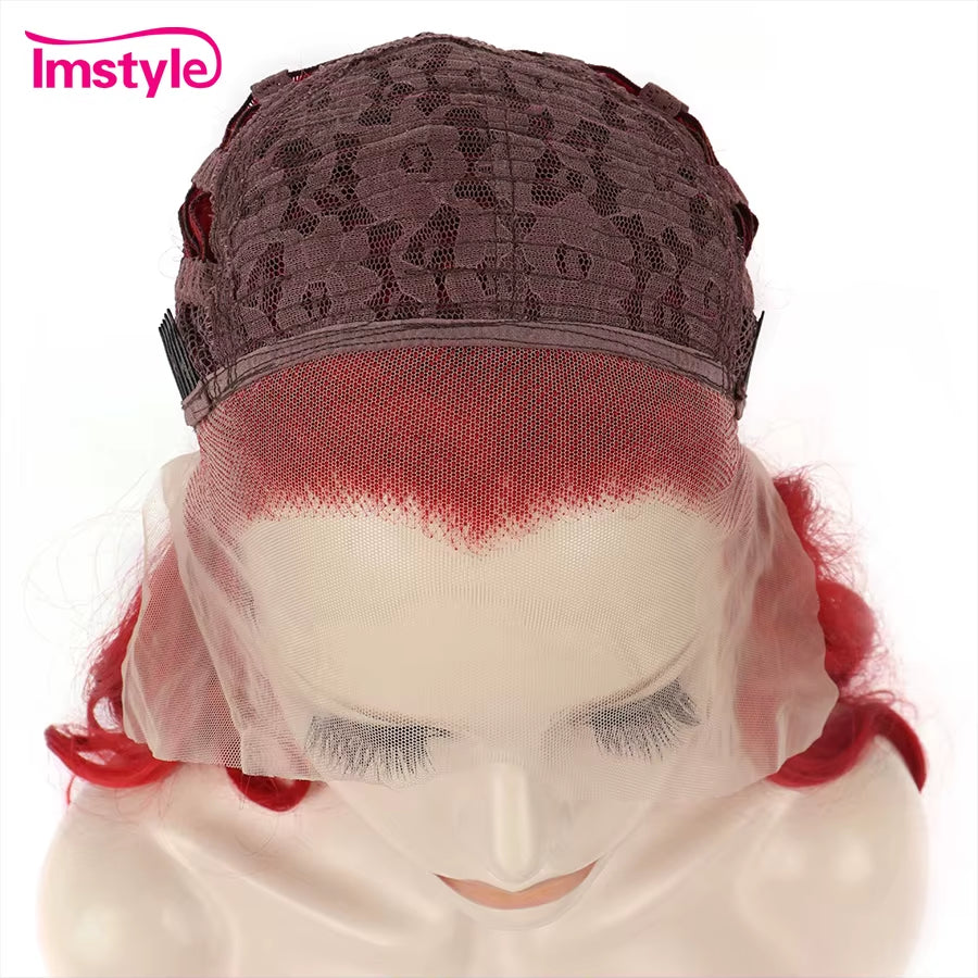 Red Wig Long Synthetic Lace Front Wig Natural Wavy Cosplay Wigs for Women Heat Resistant Fiber White Brown Lace Wigs