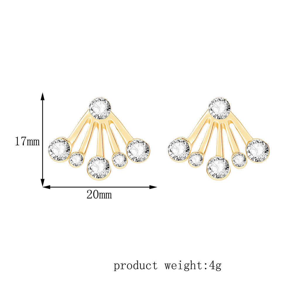 Fashion Fan-shaped Front And Rear Earrings Alloy