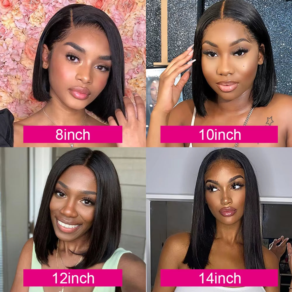 Bone Straight Short Bob Wigs Glueless Lace Front Human Hair Wigs 13X4 HD Transparent Lace Frontal Wig for Women Pre Plucked 180%