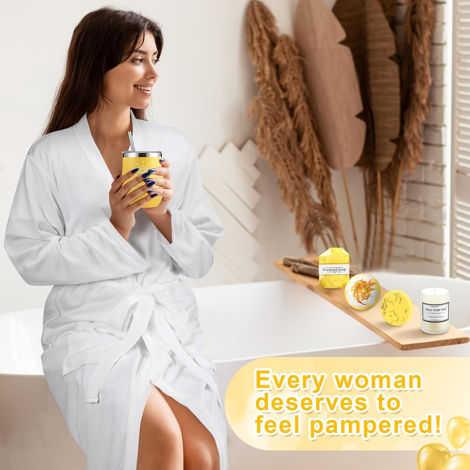 13-Piece Spa Gift Basket for Women - Ideal Birthday and Mother's Day Present with Mirrors, Socks, Steamers, Jewelry Case, and Bath Robe for Moms, Nurses, Girlfriends, and Wives