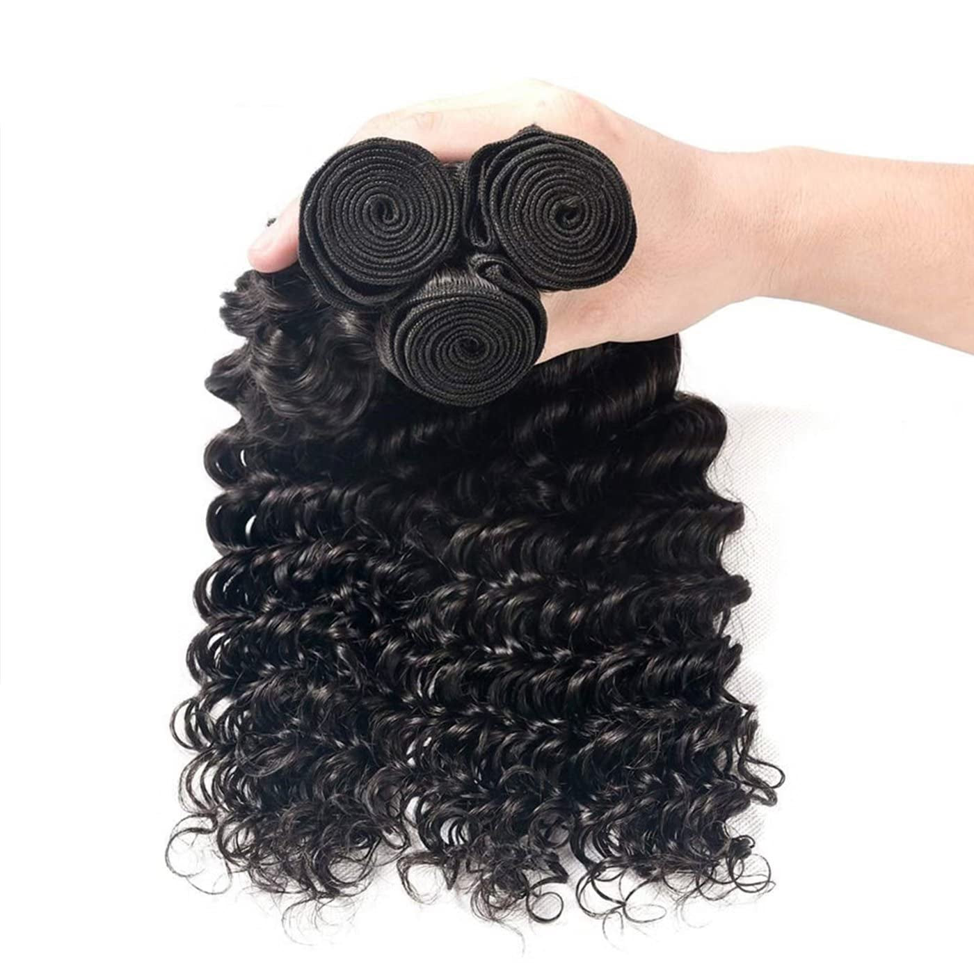 Brazilian Deep Wave Human Hair Bundles - 4 Curly Wet and Wavy Bundles