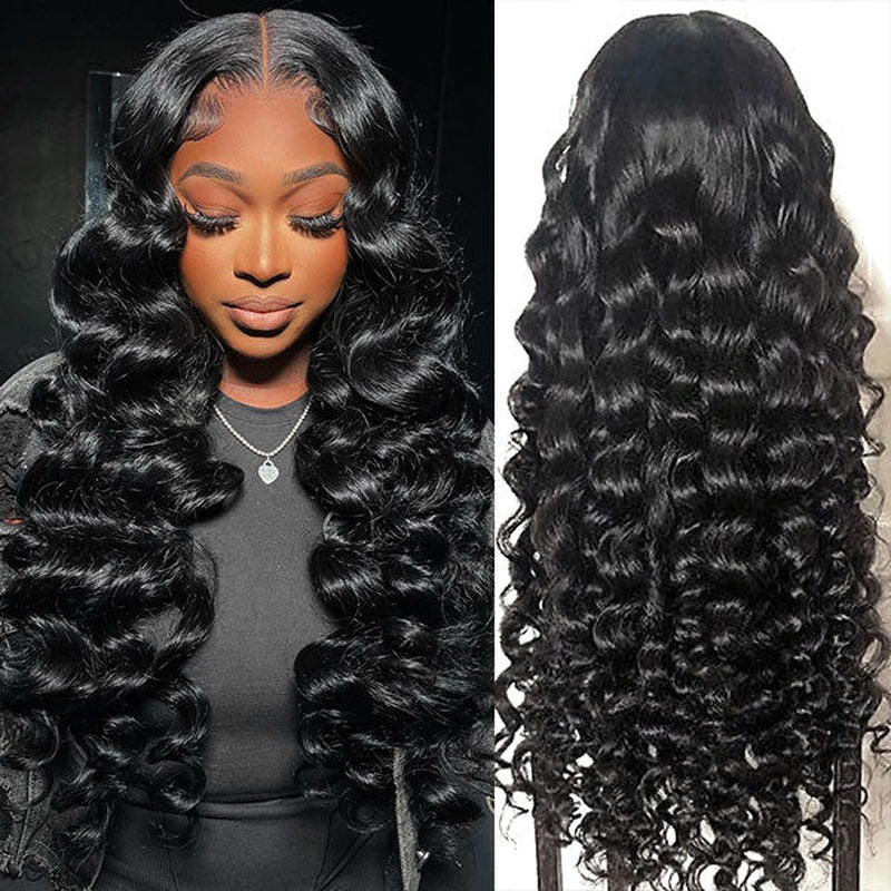 Ishow Loose Deep Wave HD Lace Frontal Wig Pre-Plucked Glueless Human Hair Wigs 13X4 Transparent Lace Wig