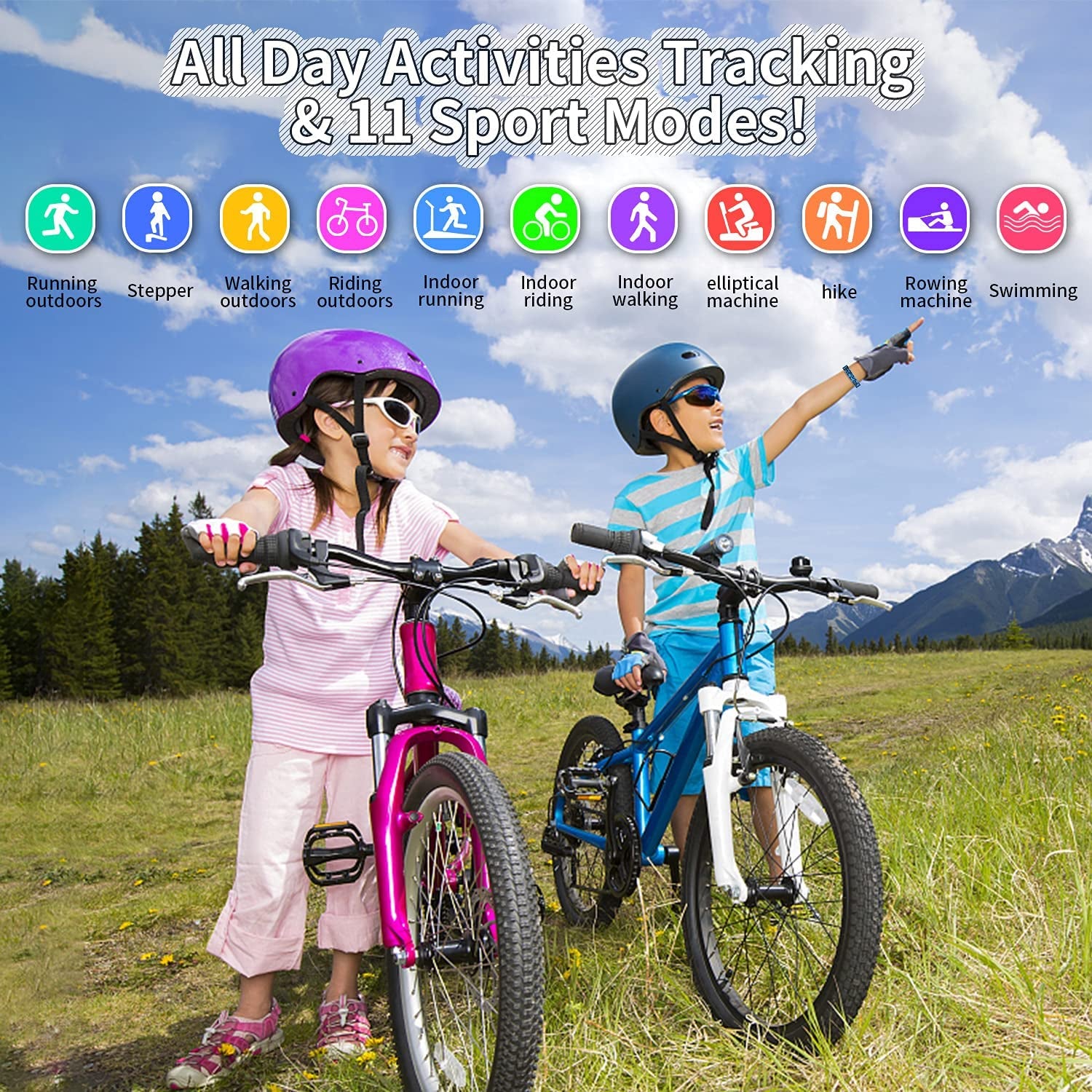 Children's Fitness Tracker Watch with Pedometer, Stopwatch, IP68 Waterproof Rating, and 11 Sport Modes for Ages 6-16