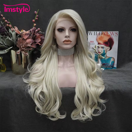 Red Wig Long Synthetic Lace Front Wig Natural Wavy Cosplay Wigs for Women Heat Resistant Fiber White Brown Lace Wigs
