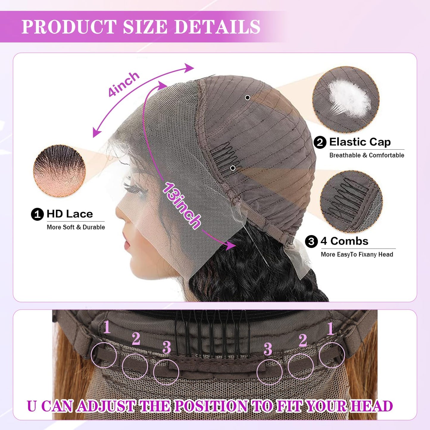 Ombre 4/27 HD Lace Front Body Wave Human Hair Wig - 13x4 Pre-Plucked with Baby Hair, 180% Density, 20 Inch Glueless Design