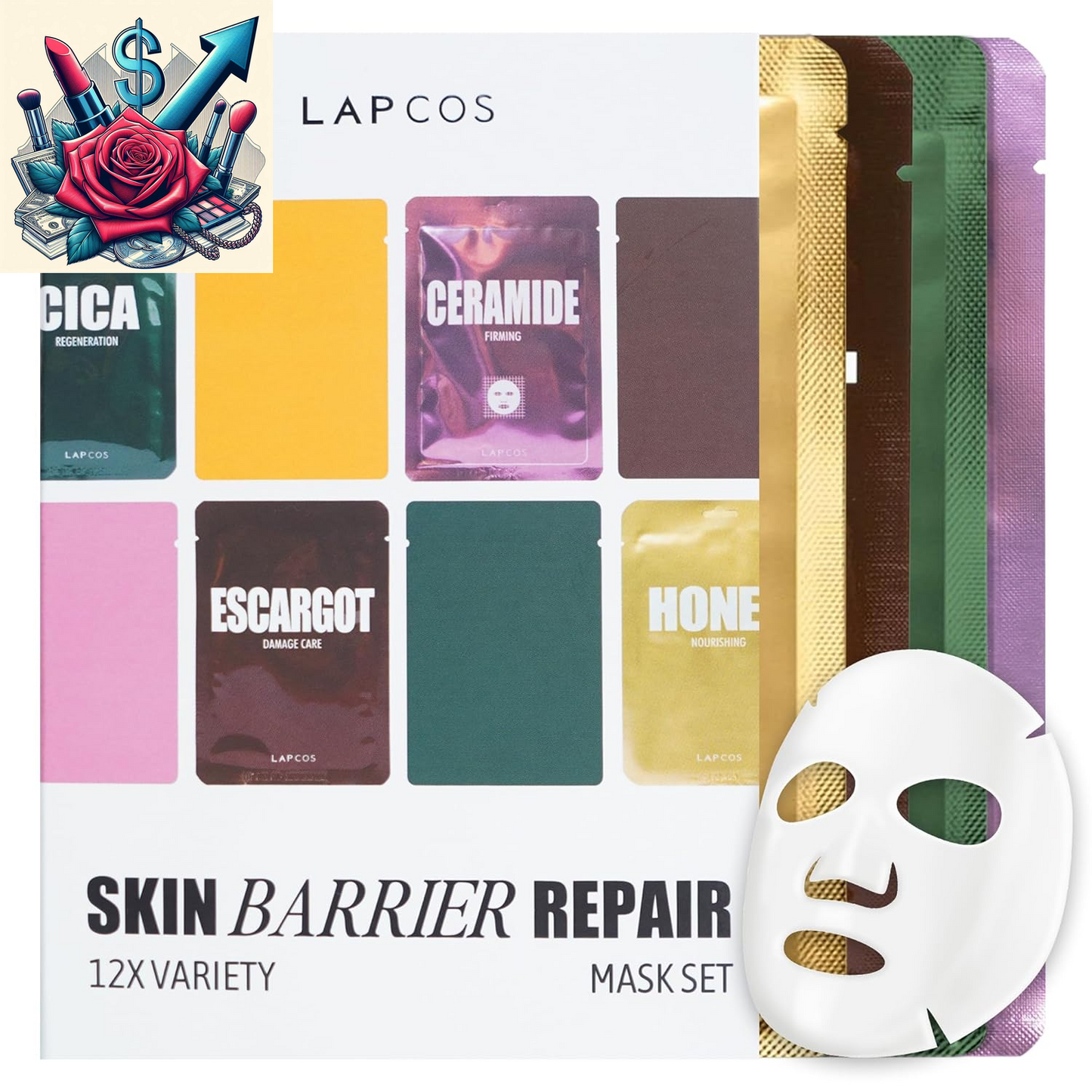 Collagen Sheet Mask, Firming Daily Face Mask with Collagen Peptides for Anti-Aging, Helps to Minimize Wrinkles, Restores Skin Elasticity & Firmness, Hydrating, Korean Beauty, 5-Pack