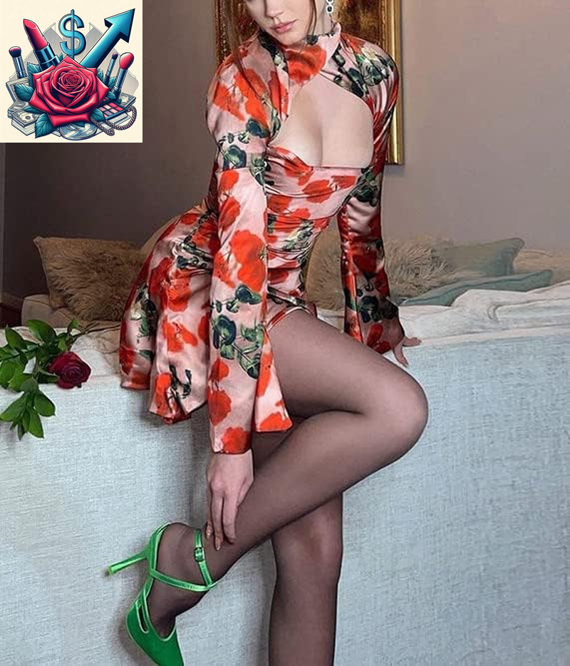 Women Sexy Criss Cross Halter Y2K Mini Dress with Gloves Cutout Vintage Short Bodycon Party Night Club Outfits Floral M