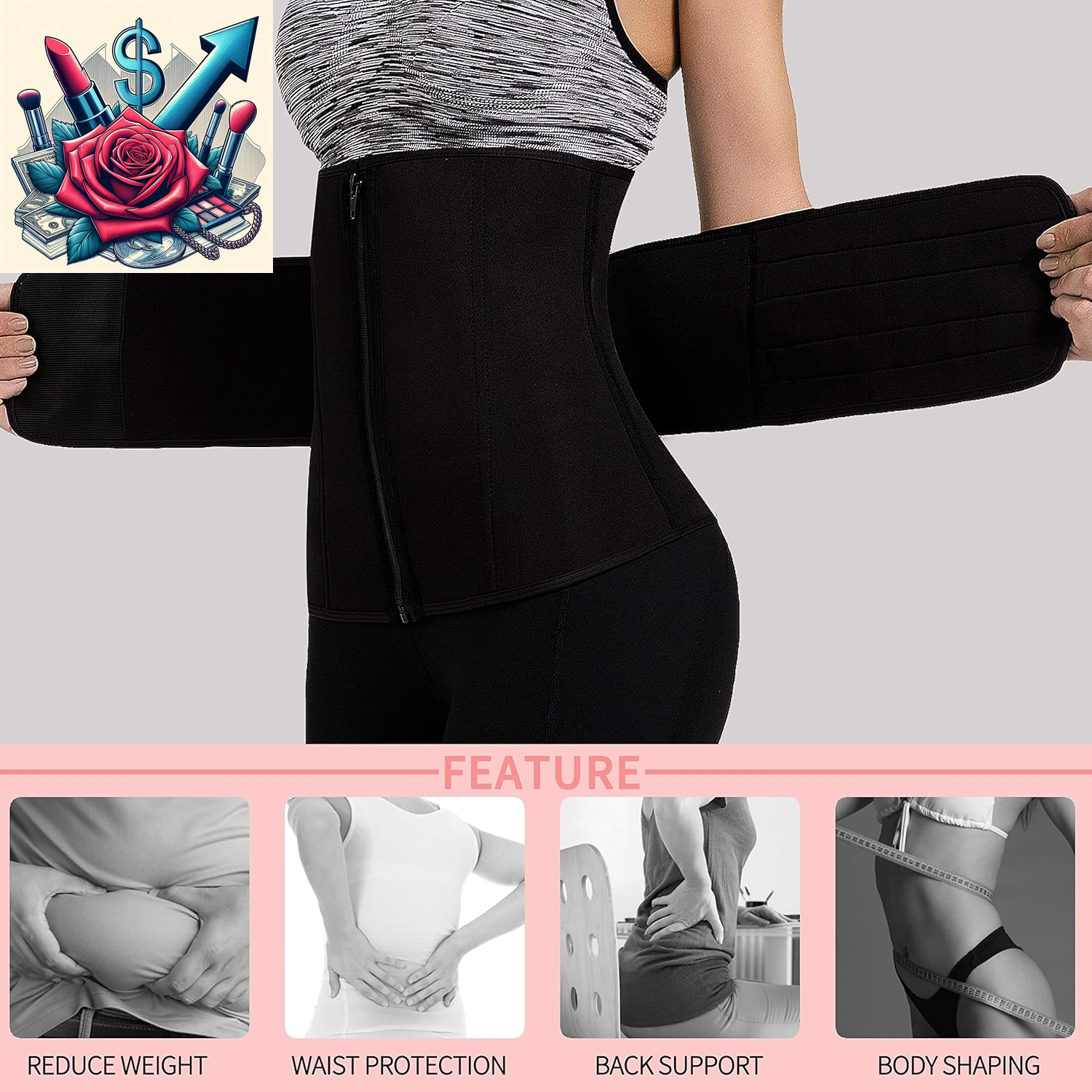 Neoprene Sauna Waist Trainer Corset Sweat Belt for Women Compression Cincher Band Workout Fitness Back Support
