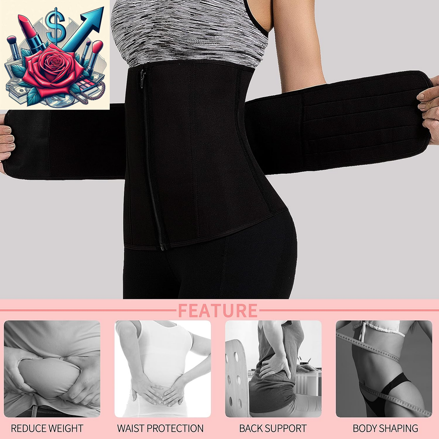 Neoprene Sauna Waist Trainer Corset Sweat Belt for Women Compression Cincher Band Workout Fitness Back Support