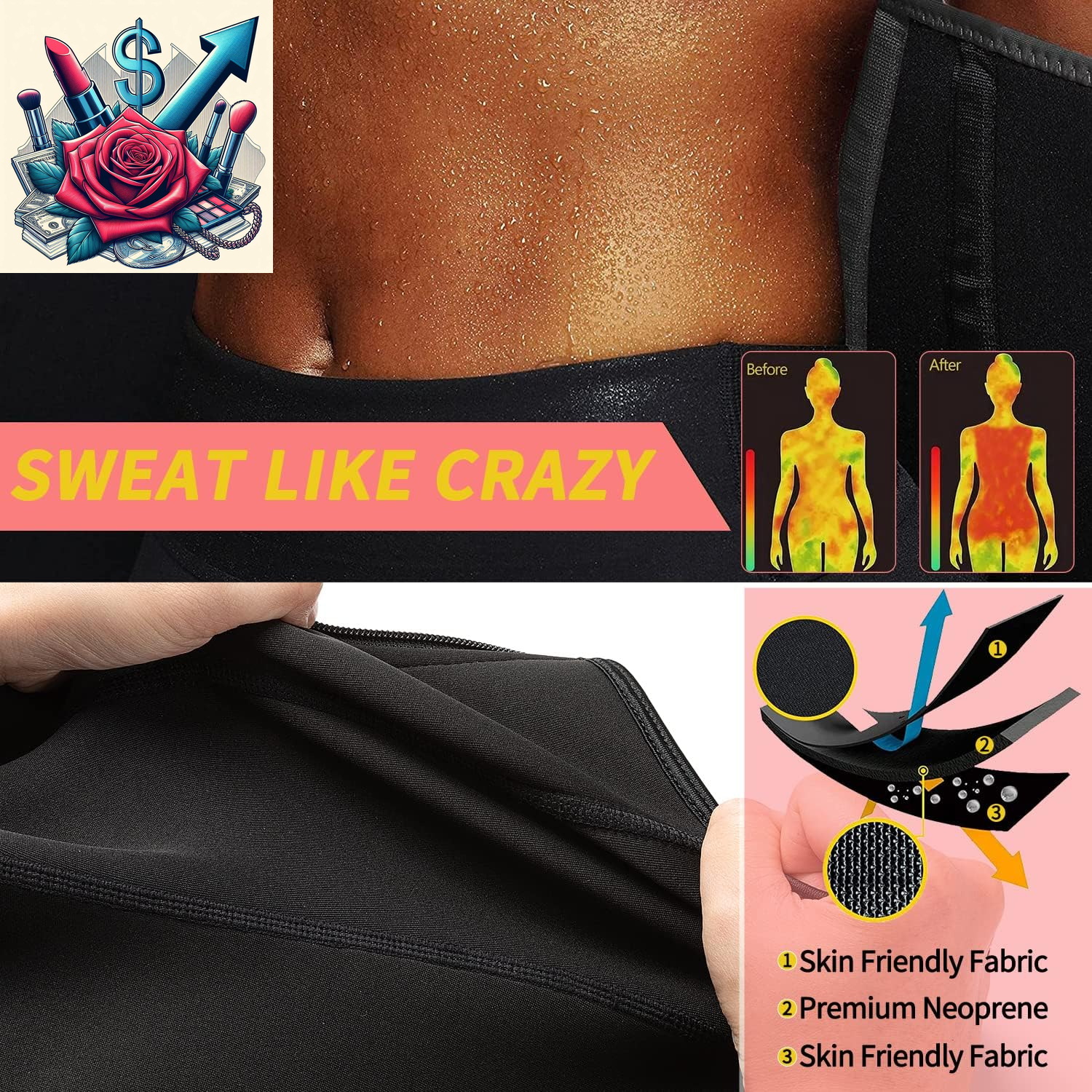 Neoprene Sauna Waist Trainer Corset Sweat Belt for Women Compression Cincher Band Workout Fitness Back Support