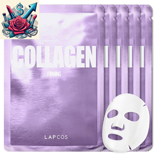 Collagen Sheet Mask, Firming Daily Face Mask with Collagen Peptides for Anti-Aging, Helps to Minimize Wrinkles, Restores Skin Elasticity & Firmness, Hydrating, Korean Beauty, 5-Pack