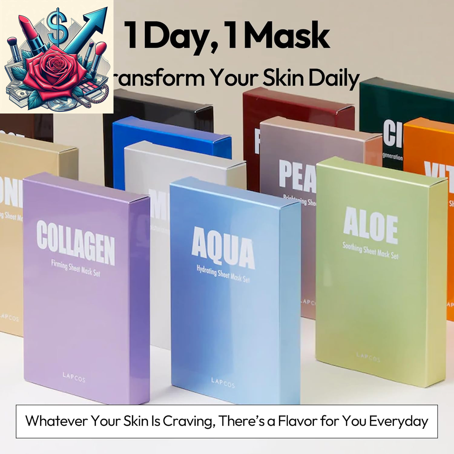 Collagen Sheet Mask, Firming Daily Face Mask with Collagen Peptides for Anti-Aging, Helps to Minimize Wrinkles, Restores Skin Elasticity & Firmness, Hydrating, Korean Beauty, 5-Pack